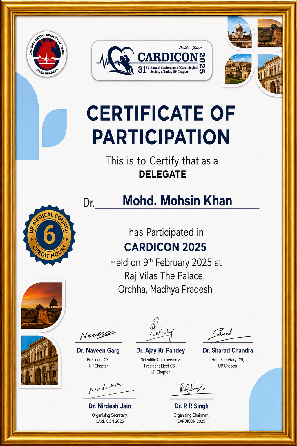 CARDICON 2025 certificate